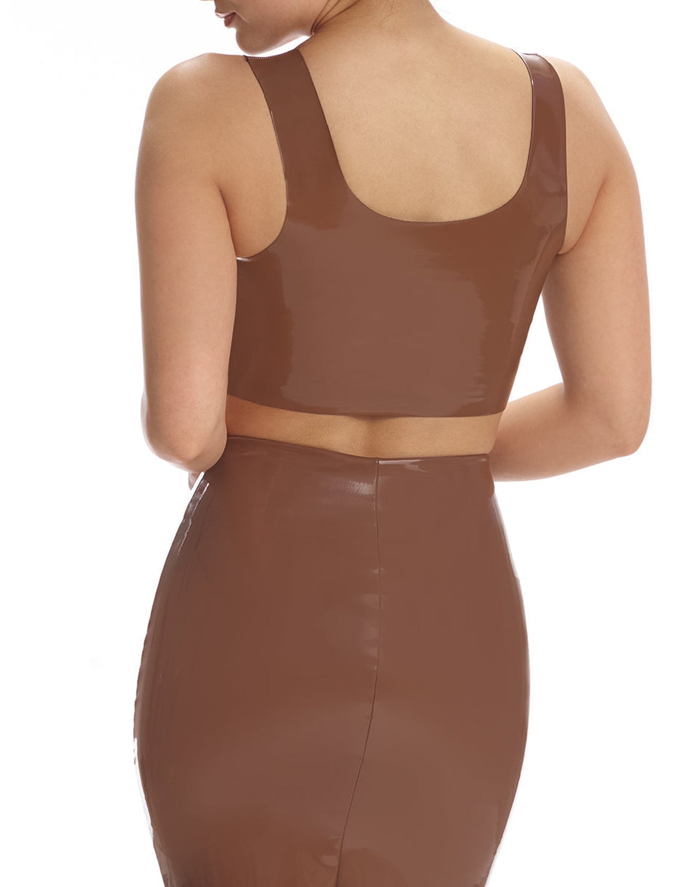 Faux Patent Leather Crop Top | Cinnamon