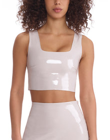 Faux Patent Leather Crop Top | Porcelain