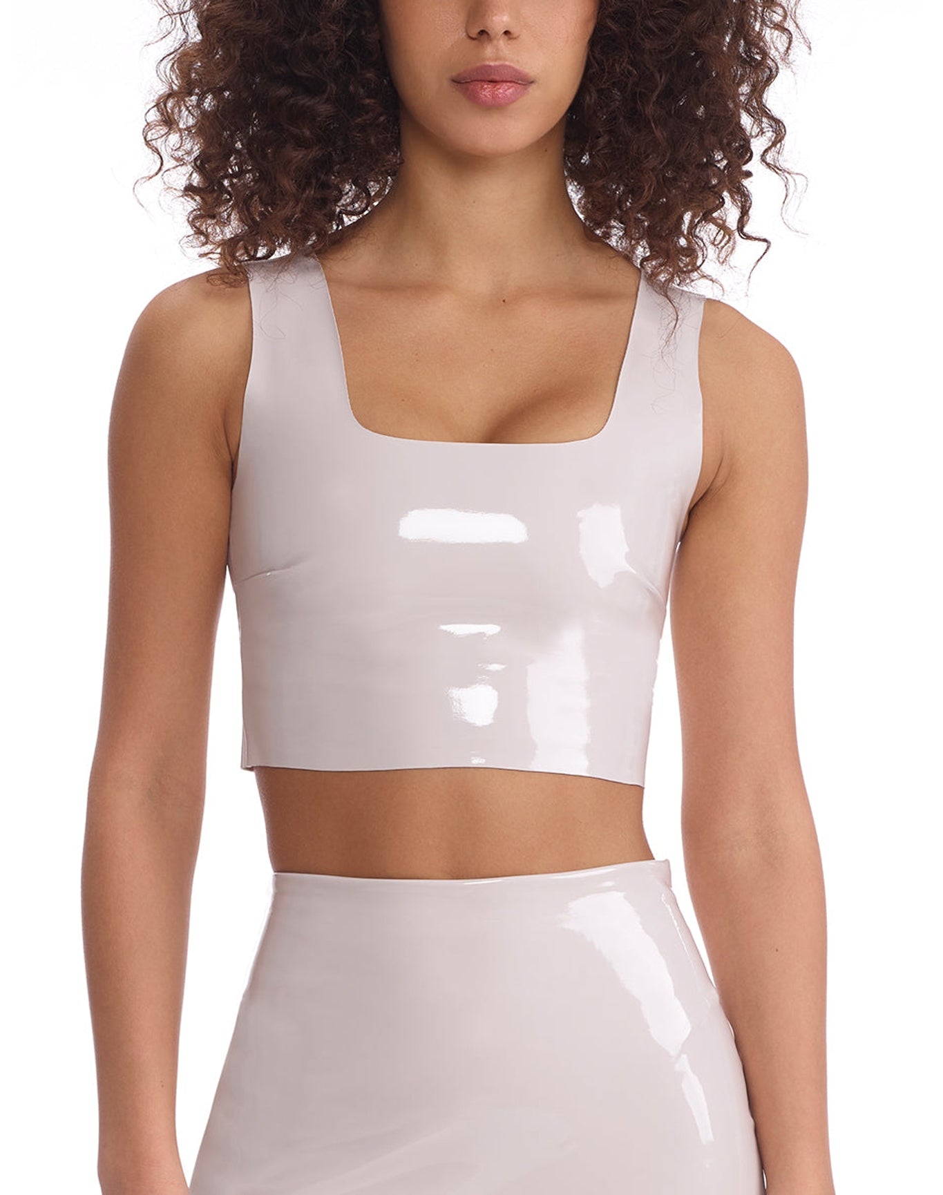 Faux Patent Leather Crop Top | Porcelain