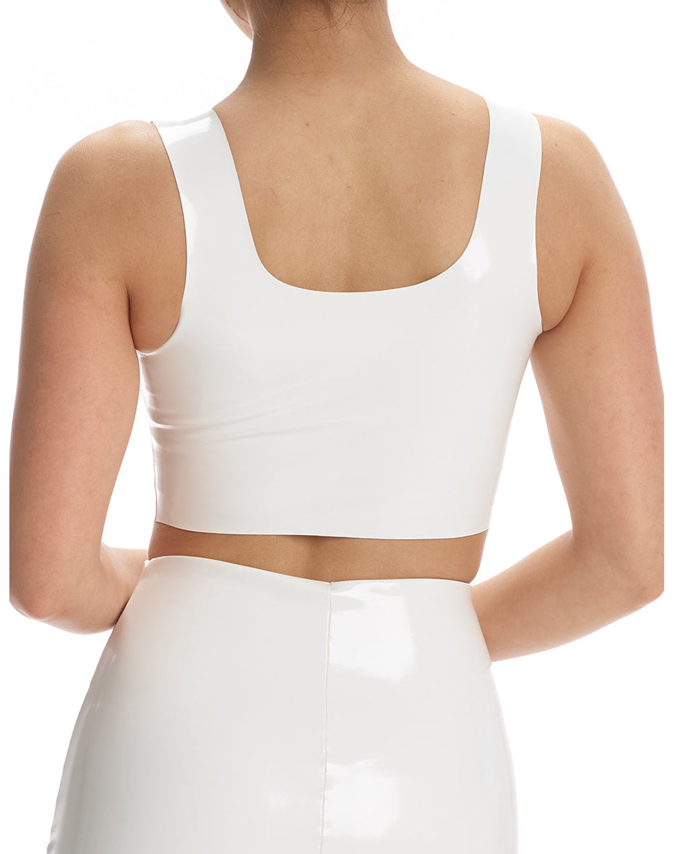 Faux Patent Leather Crop Top | White