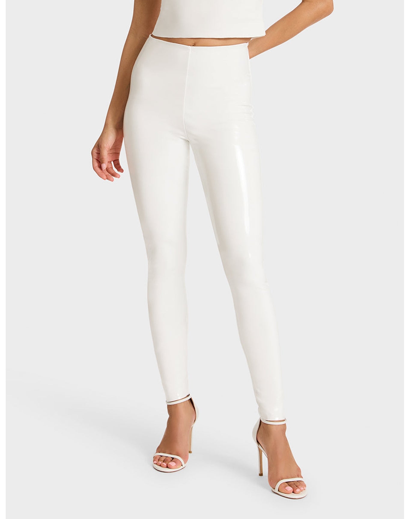 Faux Patent Leather Legging | White