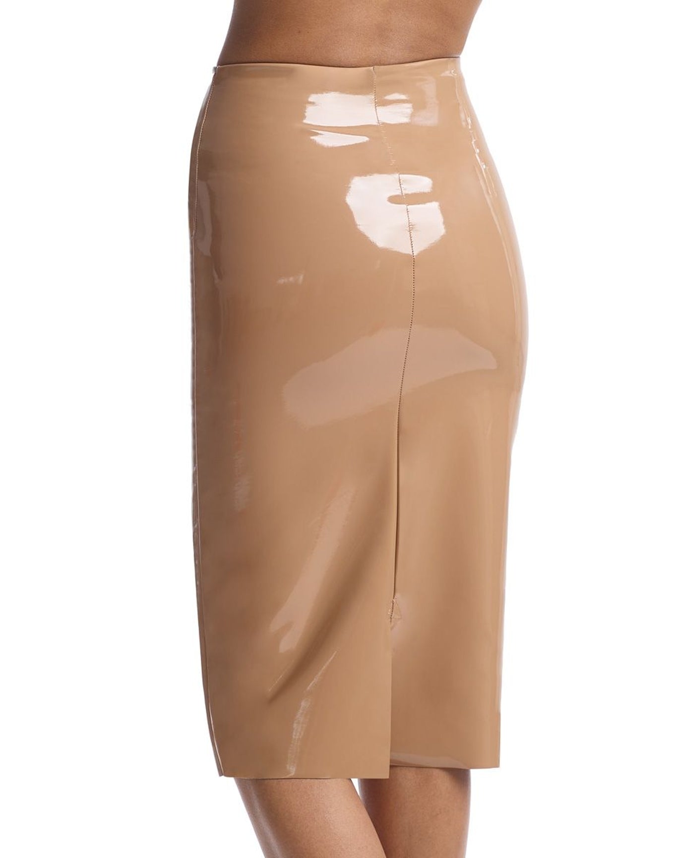 Faux Patent Leather Midi Skirt | Cocoa
