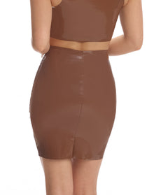 Faux Patent Leather Mini Skirt | Cinnamon