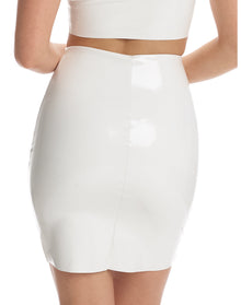Faux Patent Leather Mini Skirt | White