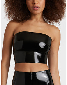 Faux Patent Leather Tube Top | Black