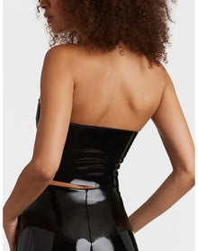 Faux Patent Leather Tube Top | Black