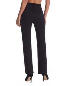 Faux Suede Split Front Pant | Black
