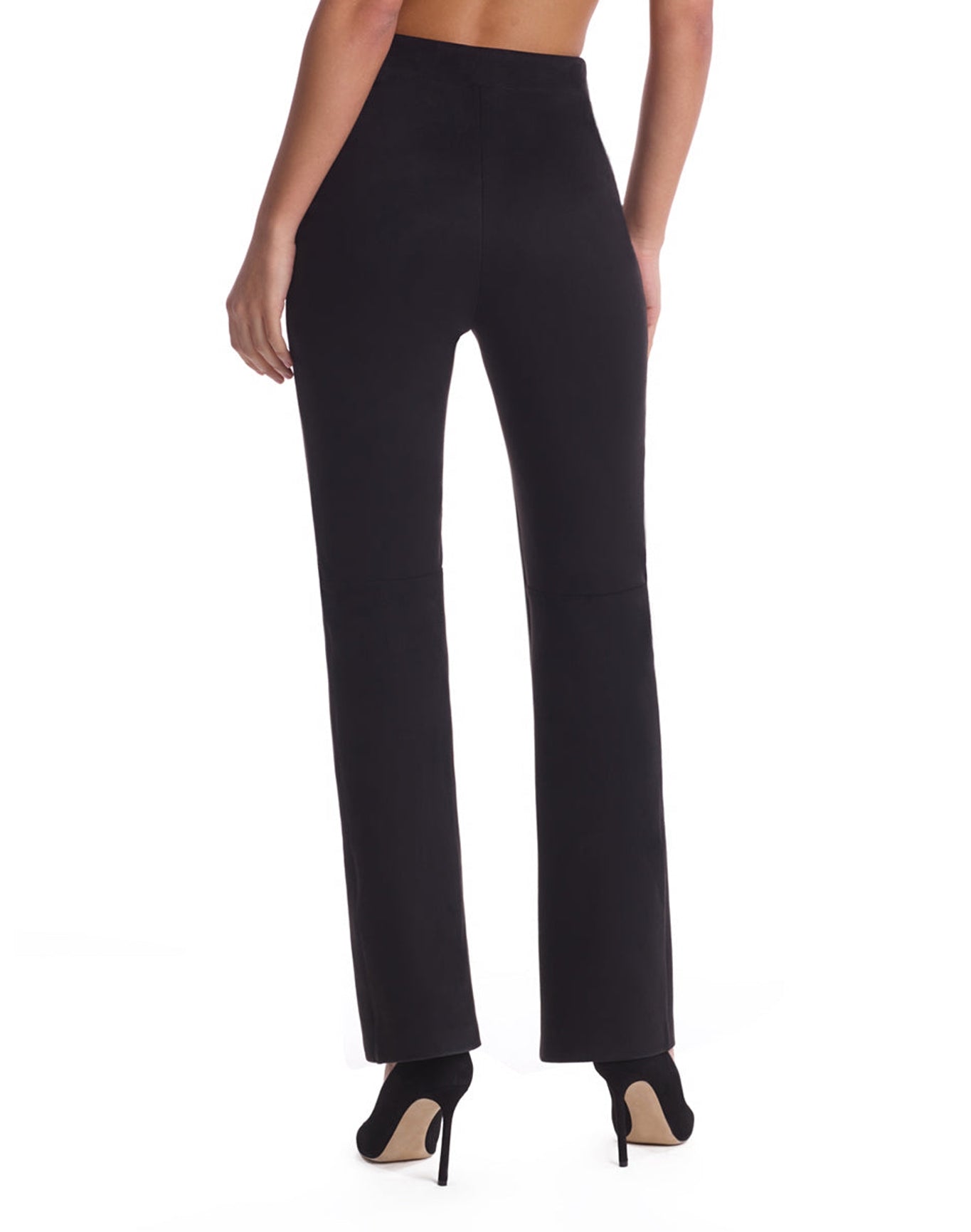 Faux Suede Split Front Pant | Black