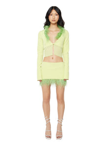 Womens | Feather Trim Mini Skirt | Lime