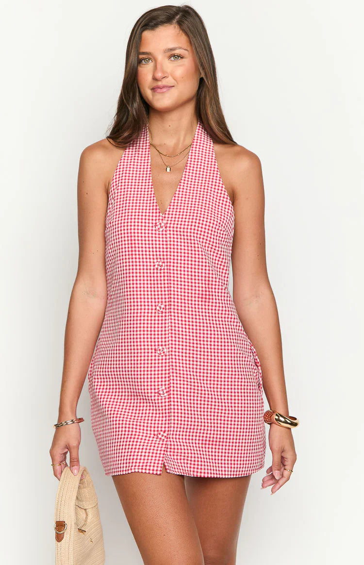 Felix Halter Mini Dress | Red Gingham