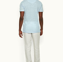 Felix Linen Resort Collar Linen Pique Polo Shirt | Powdered Sky