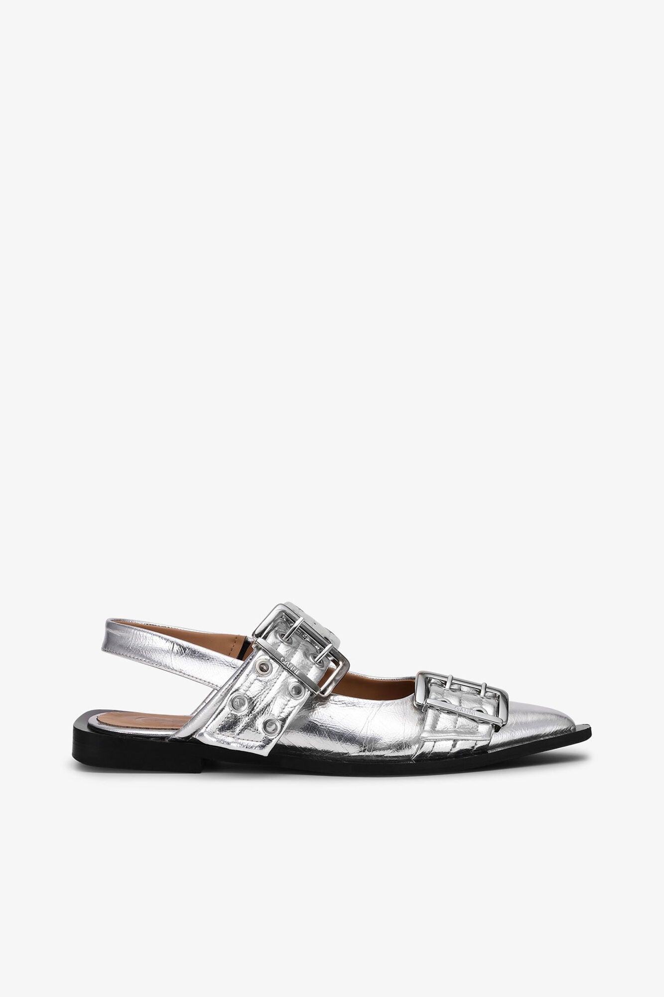 Feminine Buckle Ballerinas in | Silver