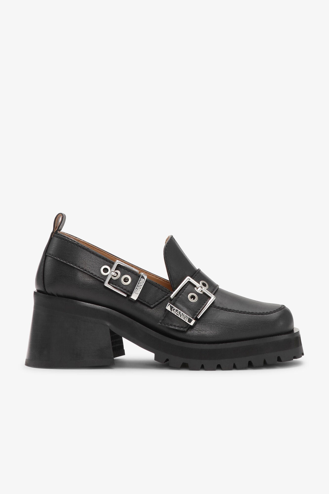 Feminine Buckle Platform Loafers | Black