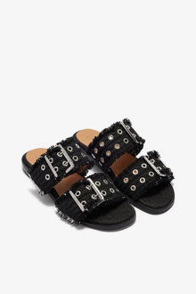 Feminine Buckle Two Strap Sandals in | Black (V2)
