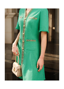 Fine Tweed Dress | Green