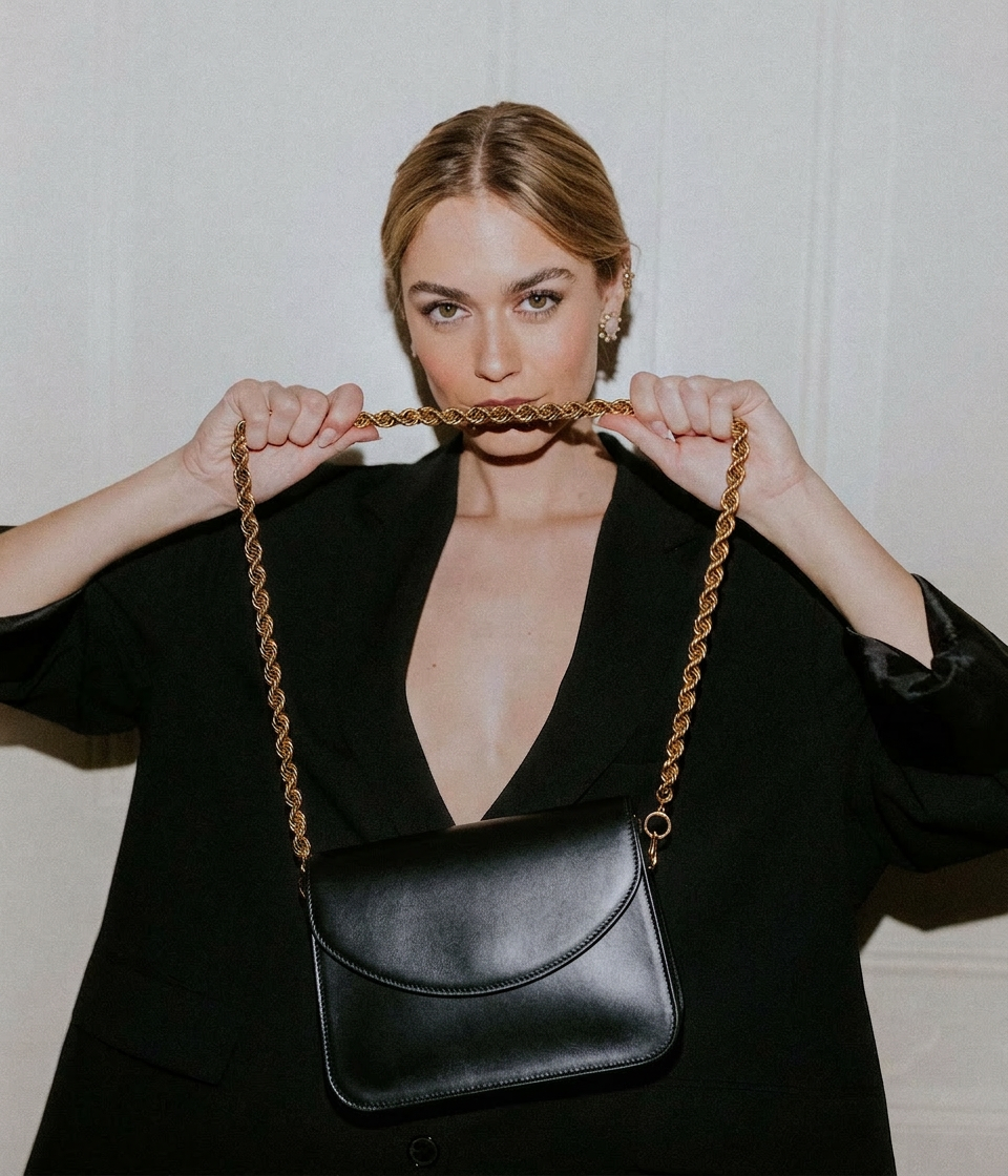 The Ora Bag with Rope Chain Shoulder Strap | Black