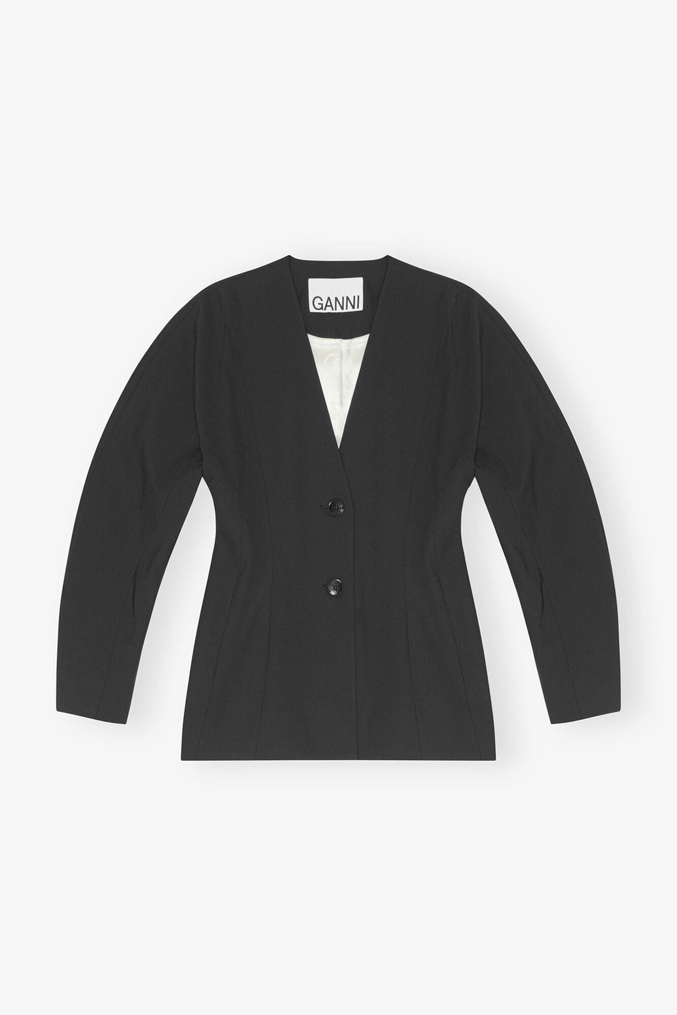 Fitted Drapey Melange Blazer | Black