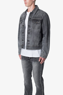 Flat Studded Trucker Jacket | Black