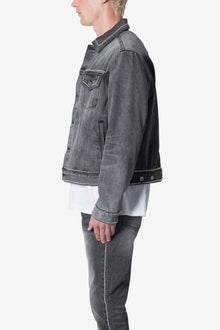 Flat Studded Trucker Jacket | Black