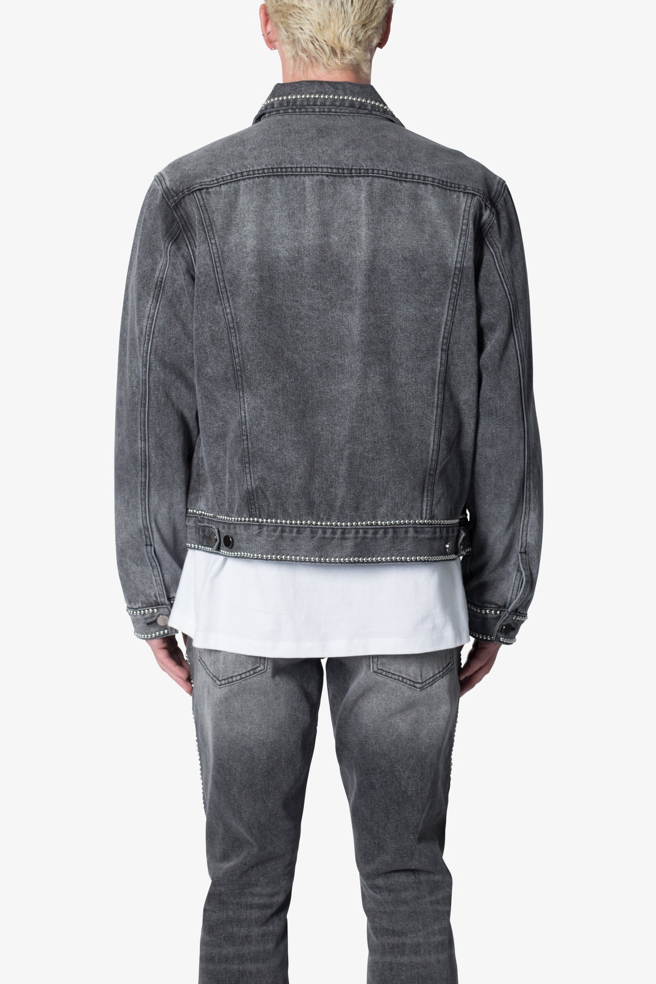 Flat Studded Trucker Jacket | Black