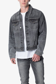 Flat Studded Trucker Jacket | Black