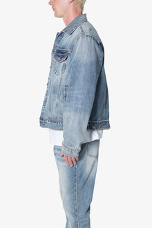 Flat Studded Trucker Jacket | Blue