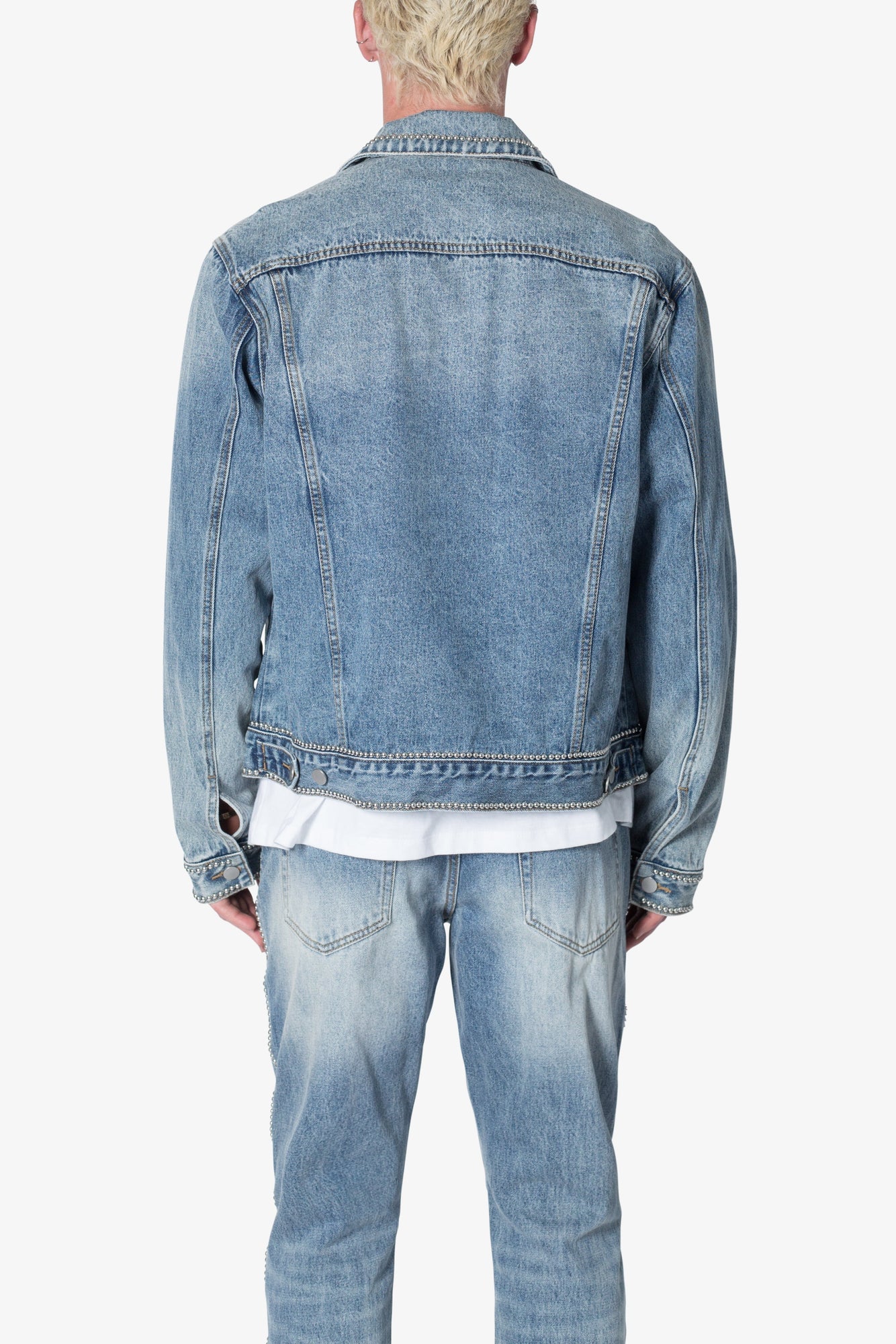 Flat Studded Trucker Jacket | Blue
