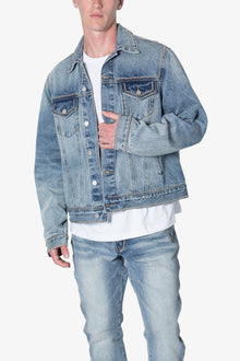 Flat Studded Trucker Jacket | Blue
