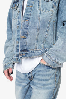 Flat Studded Trucker Jacket | Blue