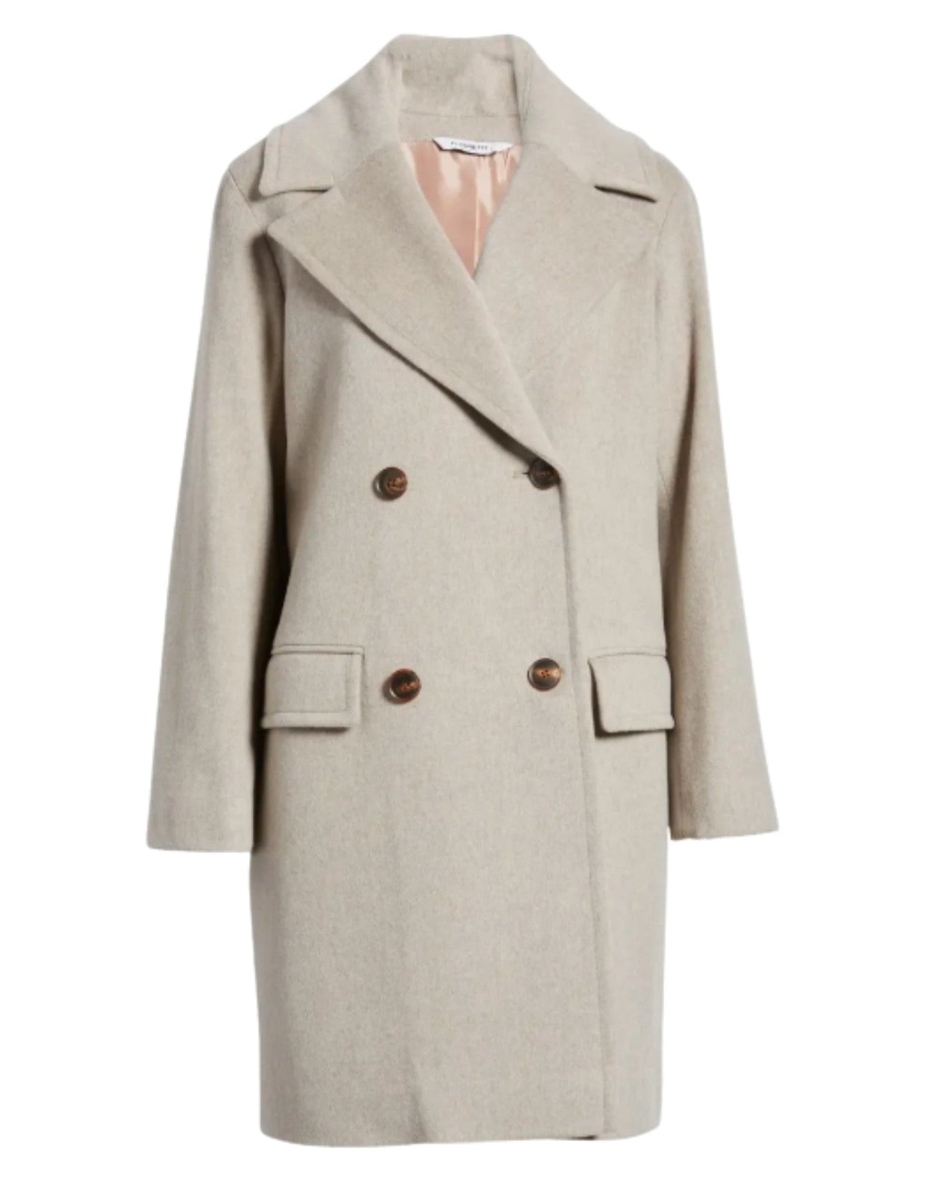 Fleurette | Women | Italian 100% Wool Double Breasted Coat Featuring A Relaxed Silhouette | Beach