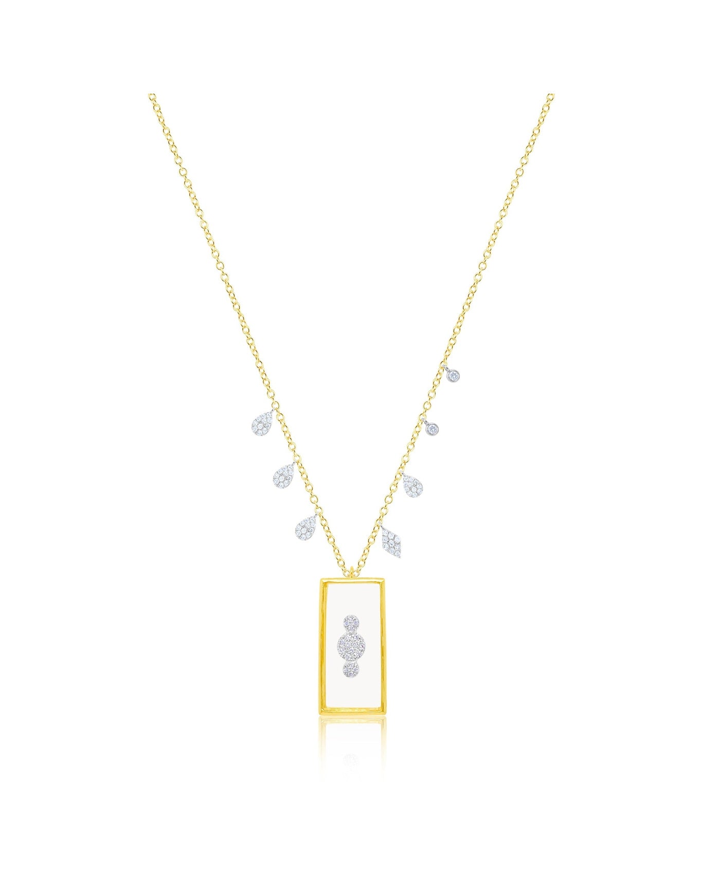 Floating Diamond Overlay Necklace | 14K Two Tone Gold