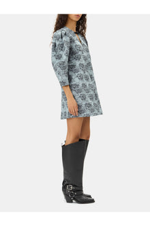Floral Jacquard A Line Mini Dress | Illusion Blue