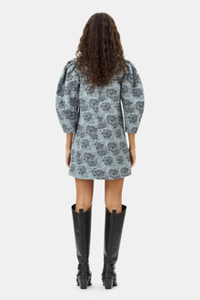 Floral Jacquard A Line Mini Dress | Illusion Blue