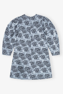 Floral Jacquard A Line Mini Dress | Illusion Blue