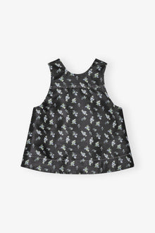 Floral Jacquard Sleeveless Top | Black