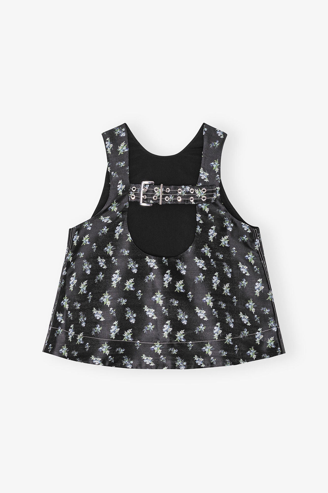Floral Jacquard Sleeveless Top | Black