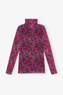 Floral Mesh Long sleeve Roll Neck Blouse | Fiji Flower