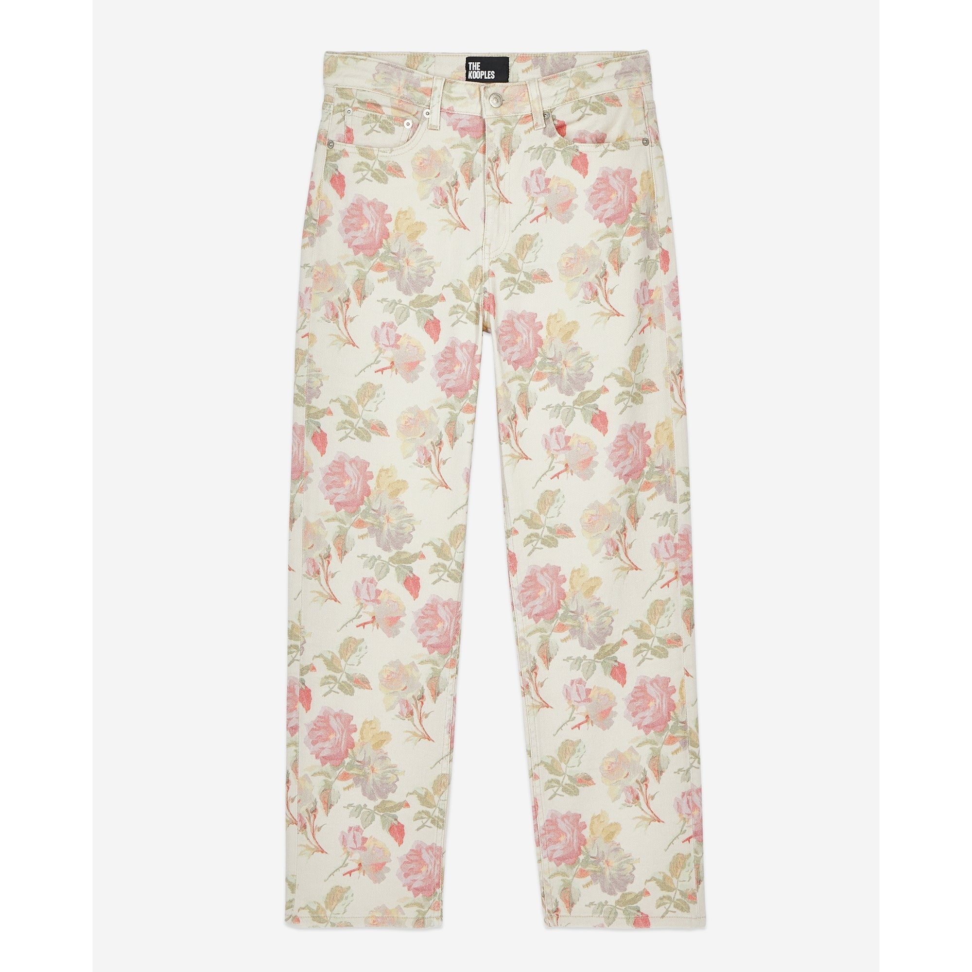 Floral Printed Boyfriend Jeans | Women | Ecru