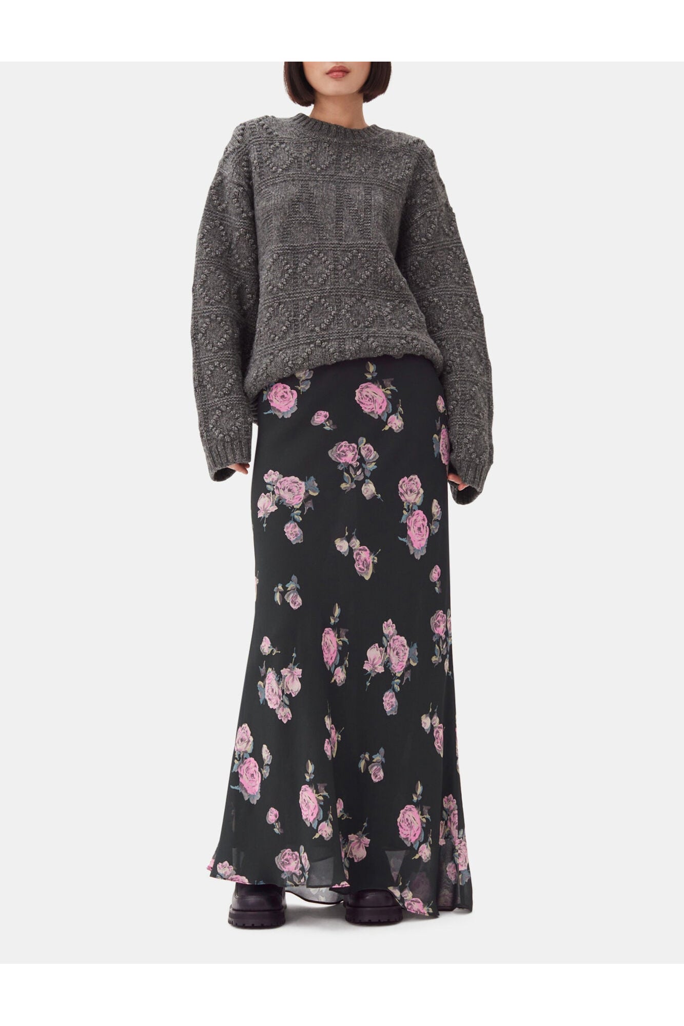 Floral Printed Crepe Maxi Skirt | Climbing Ivy