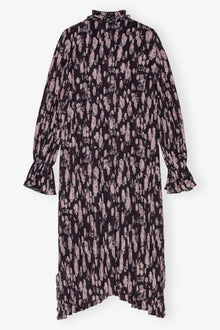 Floral Printed Pleated Georgette Midi Dress | Phantom