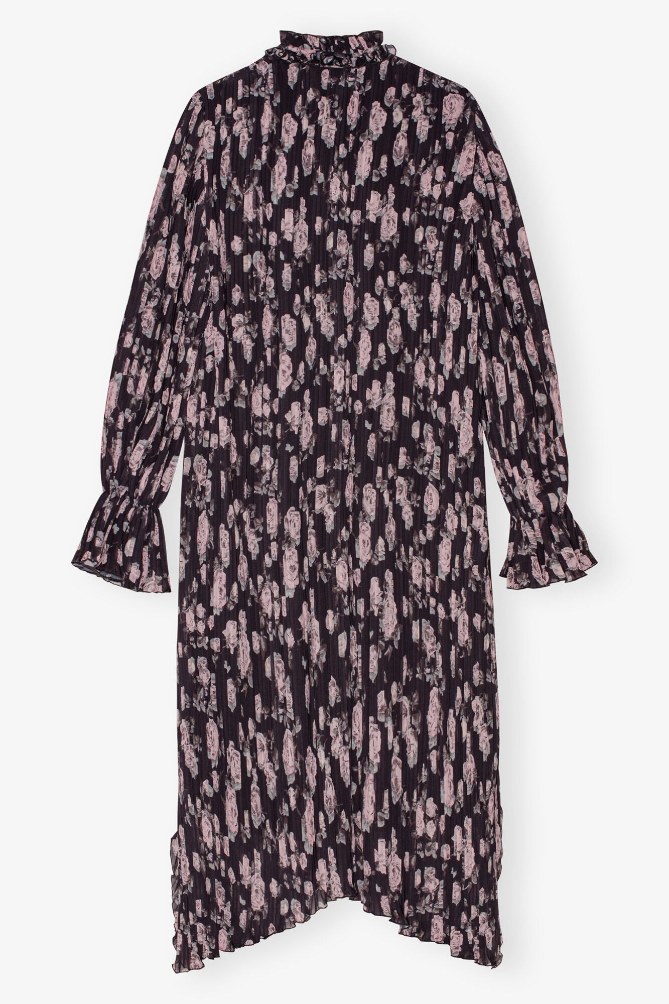 Floral Printed Pleated Georgette Midi Dress | Phantom