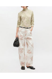 Floral Printed Stary Jeans | Egret