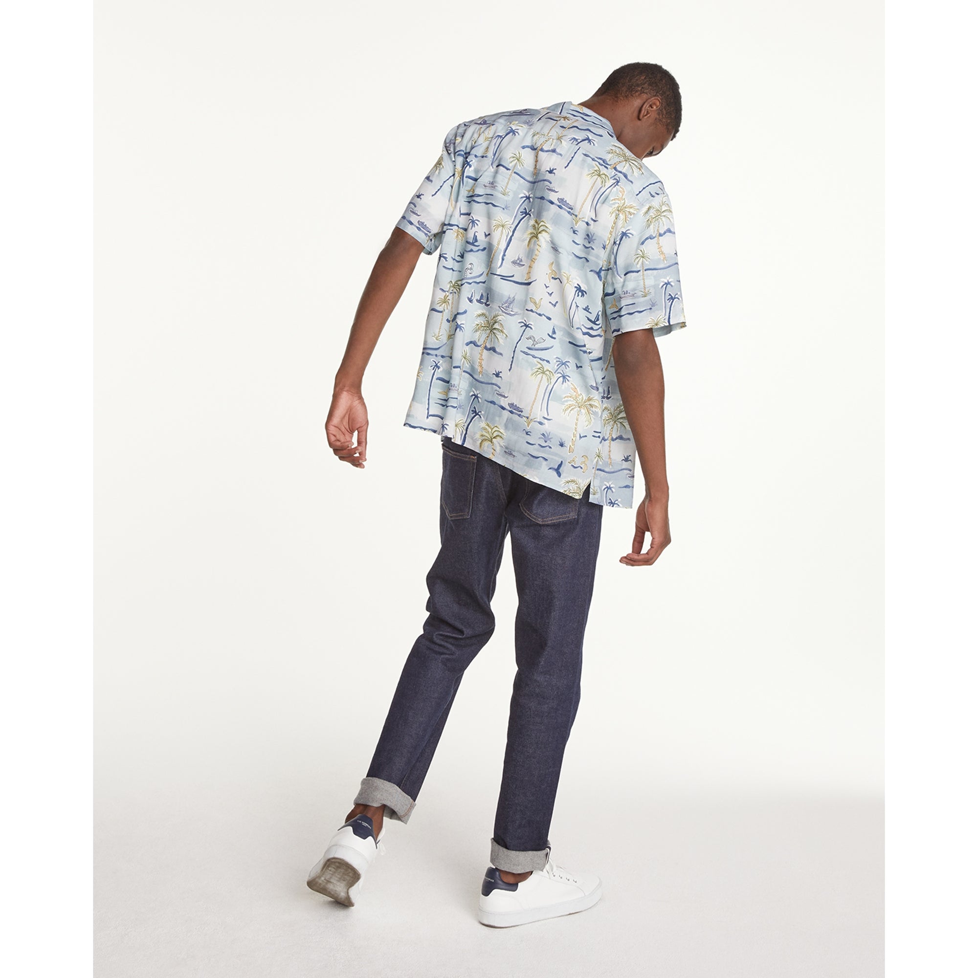 Flowing Shirt With Hawaiian Print | Men | Blue