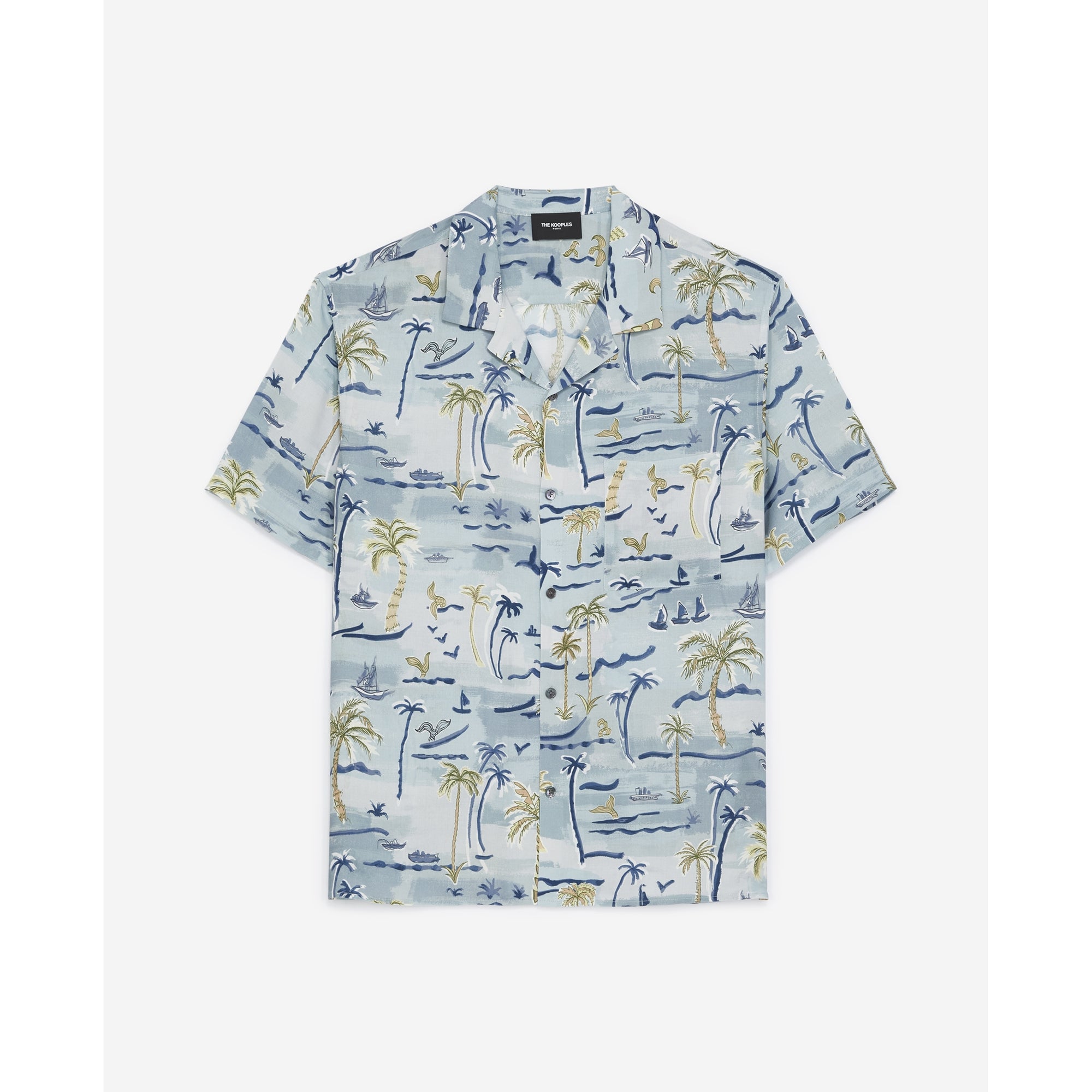 Flowing Shirt With Hawaiian Print | Men | Blue