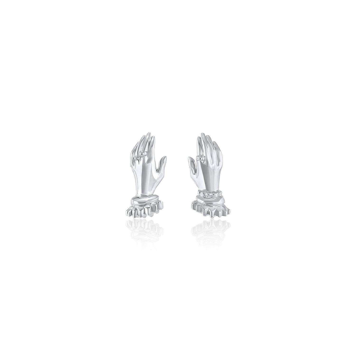 Women | Forever & For Always Everyday Hand Studs | 14k White Gold