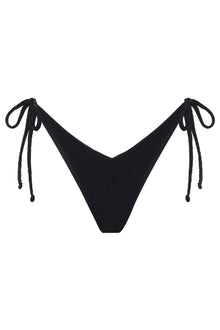 Connor Ribbed Scoop Bikini Bottom Black