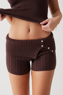 Nolan cable cloud knit mini short mocha