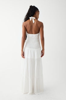 River halter maxi dress white