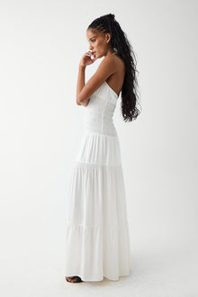 River halter maxi dress white