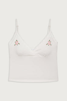 Sleepy Embroidered Tank - White